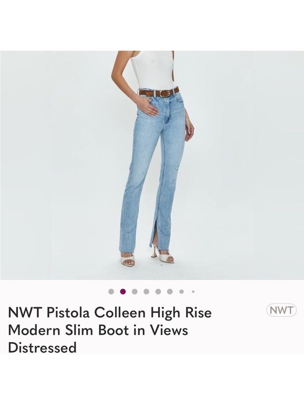 Pistola Colleen High Rise Slim Boot Jeans NWT Light Wash Distressed Sz 34 - Picture 3 of 15